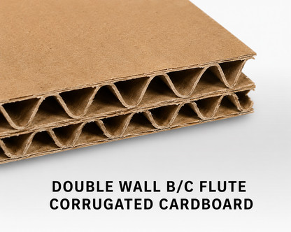 Double wall B/C flute corrugated cardboard used in heavy duty shipping boxes